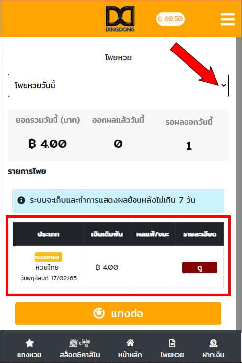 วิธีดูโพยหวยย้อนหลัง บน เว็บซื้อหวยออนไลน์ DINGDONG888