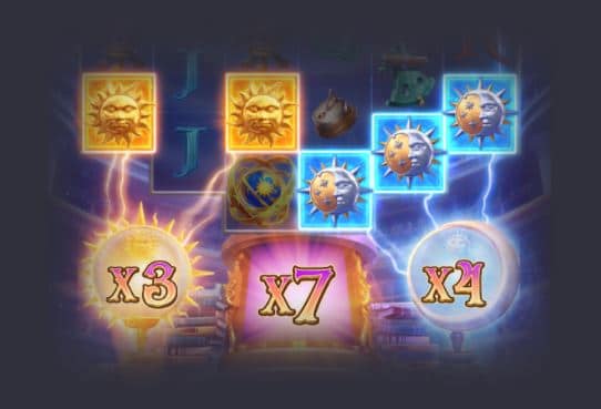 ตัวคูณดวงจันทร์และดวงอาทิตย์ของเกม สล็อตโชคชะตาแห่งตะวันและจันทรา (Destiny of Sun and Moon) - PG Slot