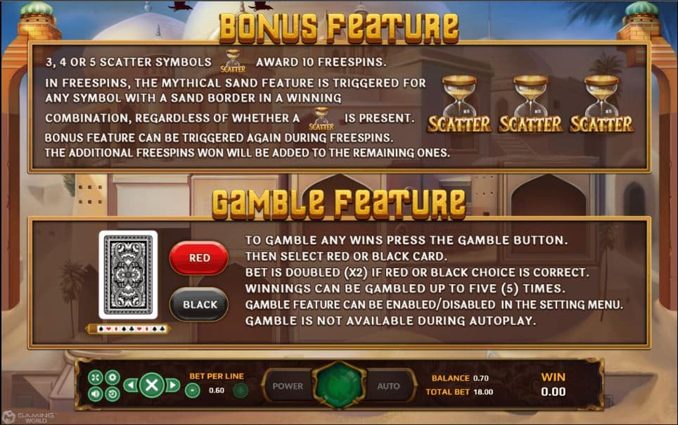 BONUS FEATURE ของสล็อต Mythical Sand