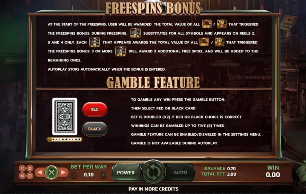 Freespins Bonus and Gamble Feature สล็อต Streets of Chicago ค่าย Joker Gaming
