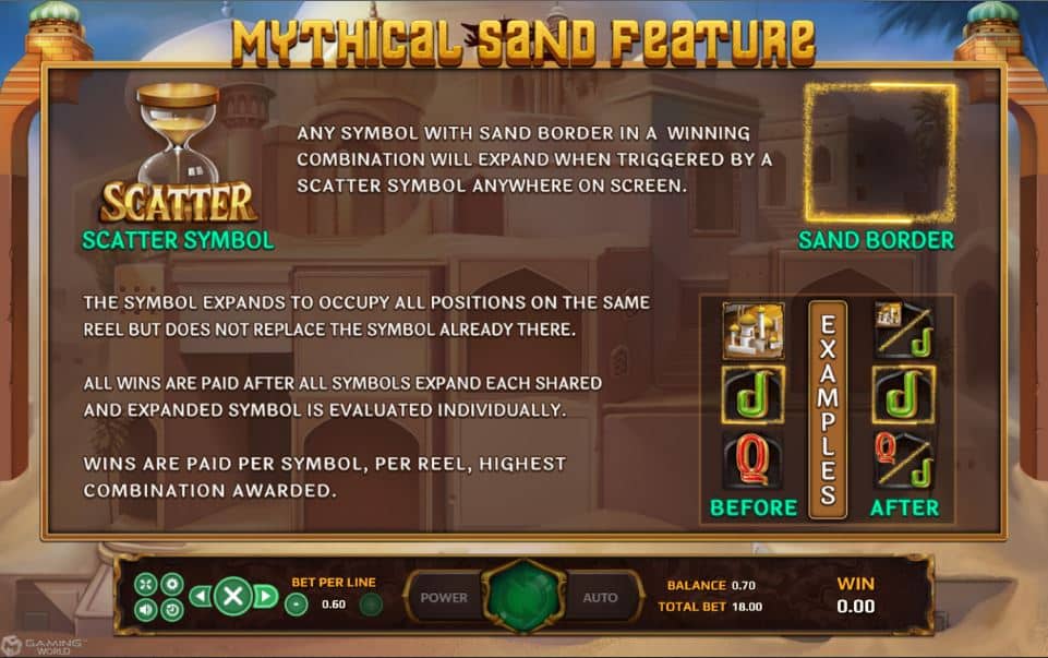 Mythical Sand Feature ของสล็อต Mythical Sand