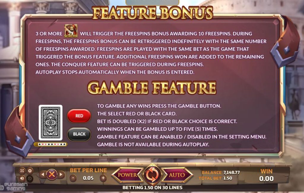 ฟีเจอร์โบนัสเกมสล็อต Ancient Rome ค่าย Joker Gaming