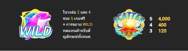 สัญลักษณ์พิเศษ เกมสล็อต Dolphin Dive - Nextspin