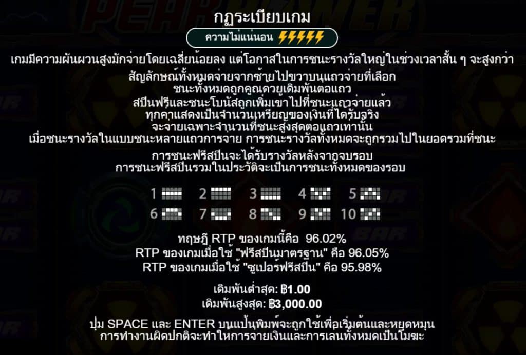 รีวิวสล็อต Peak Power ค่าย Pragmatic Play - 3